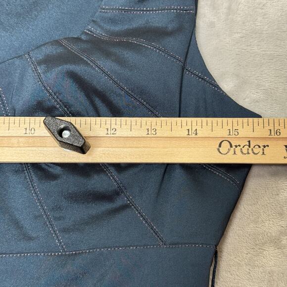 Cache Dress Womens 4 Navy Blue Sleeveless Belted Fitted Sheath Cocktail Party - Picture 8 of 14